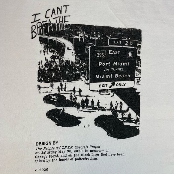 I Can't Breathe George Floyd Miami Florida Graphic T-shirt Men XL White - Picture 2 of 7